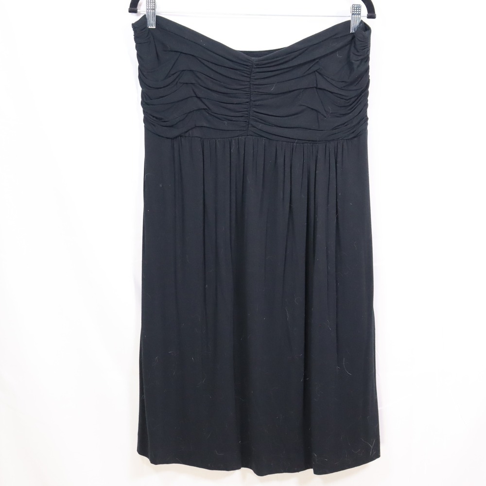 Soma Womens XL Black Strapless Sweetheart Ruched Mini Dress LBD
